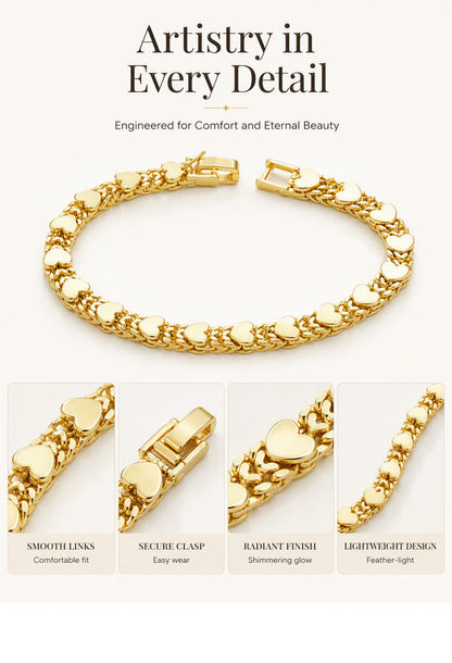 Elegant armbånd med hjerteformede lenker for kvinner